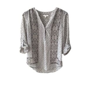 Maurices Sheer Gray Design Blouse Size S Women